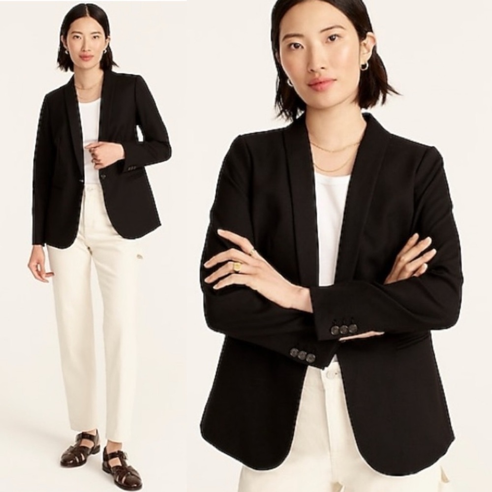 J. Crew Parke Tuxedo Blazer Jacket Black Single Button Classic Fit Size 12 $228